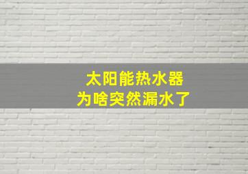 太阳能热水器为啥突然漏水了