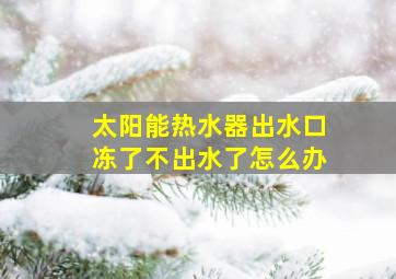 太阳能热水器出水口冻了不出水了怎么办