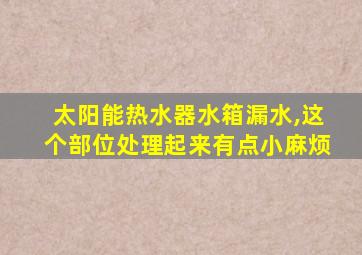 太阳能热水器水箱漏水,这个部位处理起来有点小麻烦