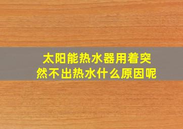 太阳能热水器用着突然不出热水什么原因呢