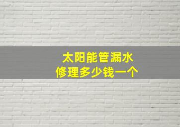 太阳能管漏水修理多少钱一个