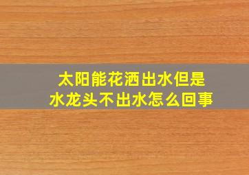 太阳能花洒出水但是水龙头不出水怎么回事