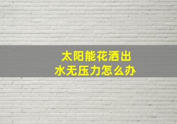 太阳能花洒出水无压力怎么办