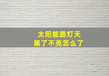 太阳能路灯天黑了不亮怎么了