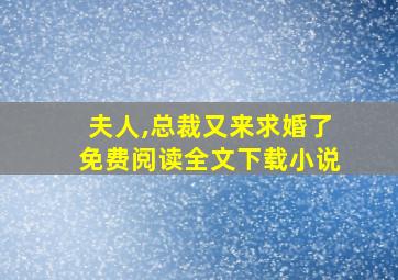 夫人,总裁又来求婚了免费阅读全文下载小说