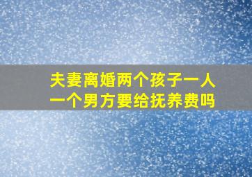 夫妻离婚两个孩子一人一个男方要给抚养费吗