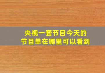 央视一套节目今天的节目单在哪里可以看到