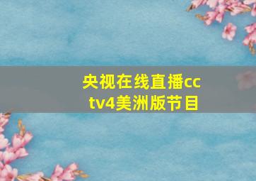 央视在线直播cctv4美洲版节目