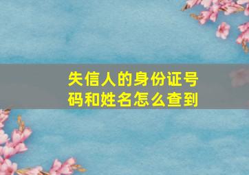 失信人的身份证号码和姓名怎么查到