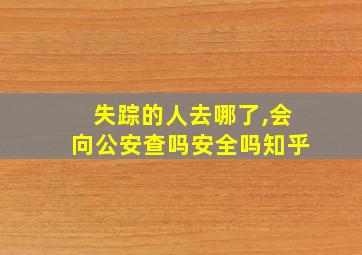 失踪的人去哪了,会向公安查吗安全吗知乎