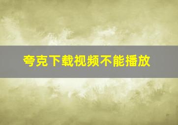 夸克下载视频不能播放