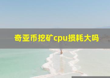 奇亚币挖矿cpu损耗大吗