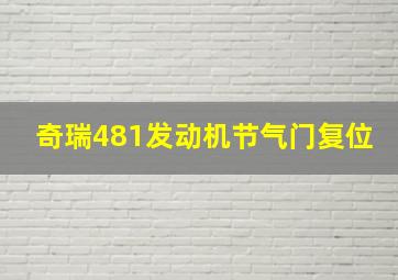 奇瑞481发动机节气门复位