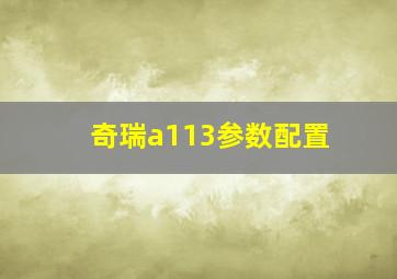 奇瑞a113参数配置