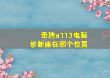 奇瑞a113电脑诊断座在哪个位置