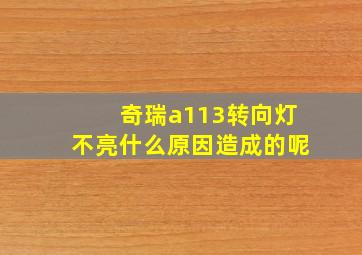 奇瑞a113转向灯不亮什么原因造成的呢