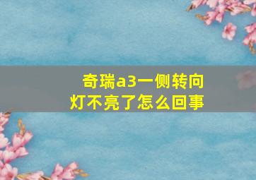 奇瑞a3一侧转向灯不亮了怎么回事