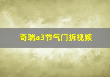 奇瑞a3节气门拆视频