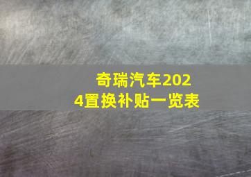 奇瑞汽车2024置换补贴一览表