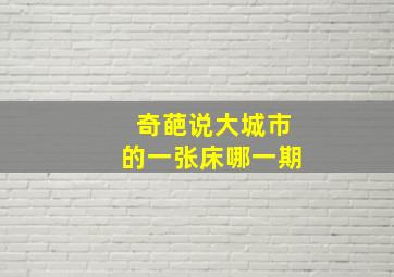 奇葩说大城市的一张床哪一期