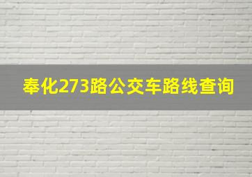 奉化273路公交车路线查询