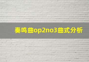 奏鸣曲op2no3曲式分析