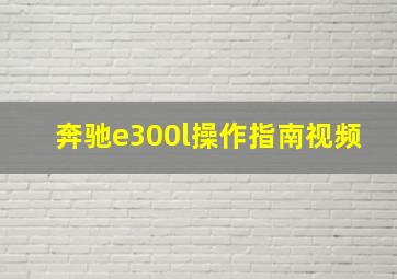 奔驰e300l操作指南视频