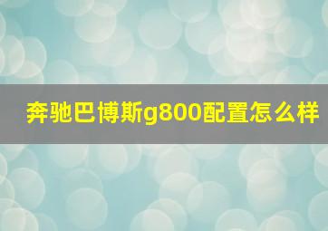 奔驰巴博斯g800配置怎么样