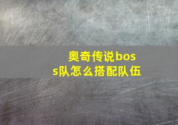 奥奇传说boss队怎么搭配队伍