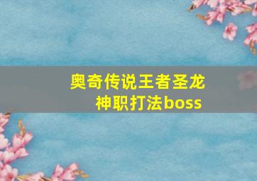 奥奇传说王者圣龙神职打法boss