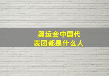 奥运会中国代表团都是什么人