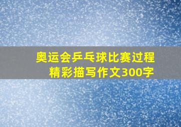 奥运会乒乓球比赛过程精彩描写作文300字