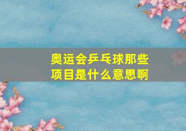 奥运会乒乓球那些项目是什么意思啊