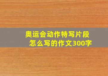 奥运会动作特写片段怎么写的作文300字