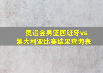 奥运会男篮西班牙vs澳大利亚比赛结果查询表