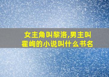 女主角叫黎洛,男主叫霍峋的小说叫什么书名