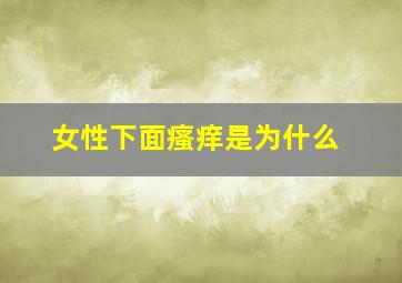 女性下面瘙痒是为什么