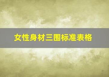 女性身材三围标准表格