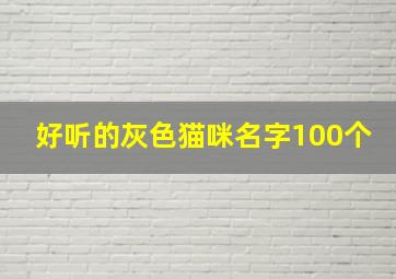 好听的灰色猫咪名字100个