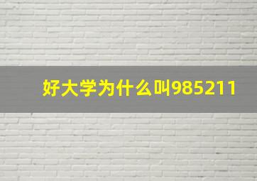 好大学为什么叫985211