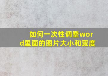 如何一次性调整word里面的图片大小和宽度