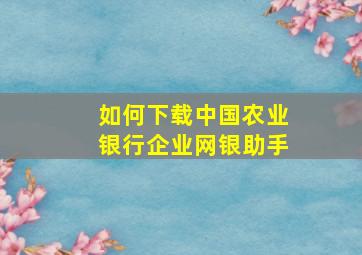 如何下载中国农业银行企业网银助手