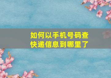 如何以手机号码查快递信息到哪里了