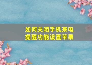 如何关闭手机来电提醒功能设置苹果