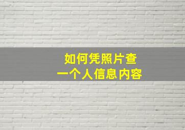 如何凭照片查一个人信息内容