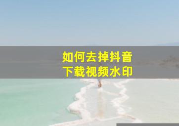 如何去掉抖音下载视频水印