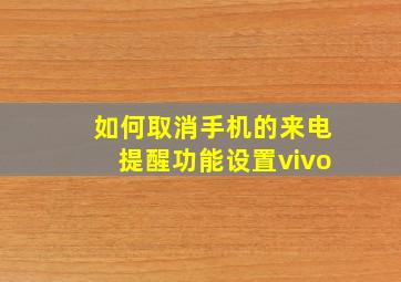 如何取消手机的来电提醒功能设置vivo