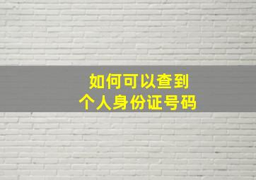 如何可以查到个人身份证号码