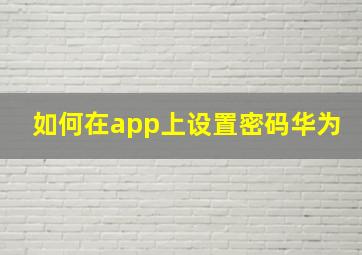 如何在app上设置密码华为