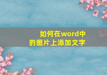 如何在word中的图片上添加文字